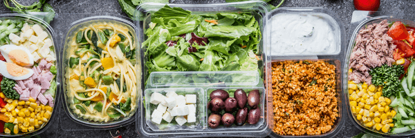 image of food prepared in containers as a healthy hack